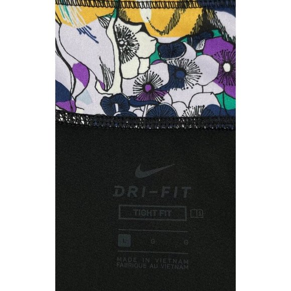 Nike Dri-Fit One Tight Fit Girls Large Floral Black Training Leggings DC7090-010 - Picture 4 of 4